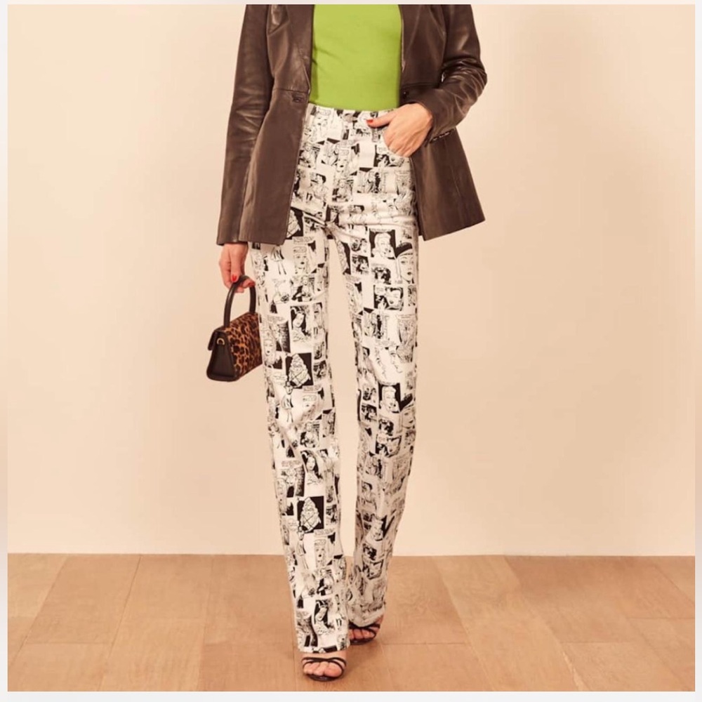 Reformation Comic Newspaper Print Jeans